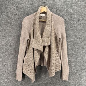 Loft Cardigan Women M Medium Gray Wool Open Front Collared Long Sleeve Casual
